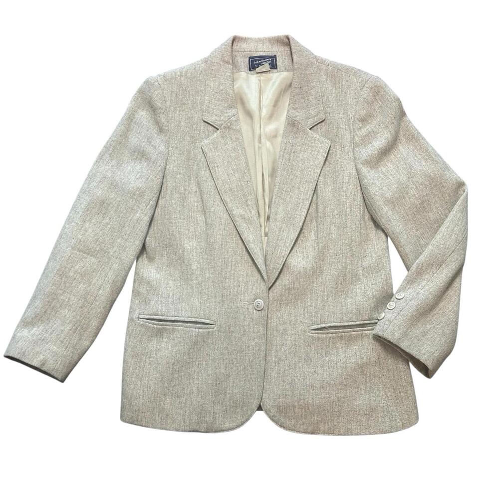 Vintage 80s 90s Haberdashery Collection Blazer Beige Wool Blend Wonens Sz MEDIUM
